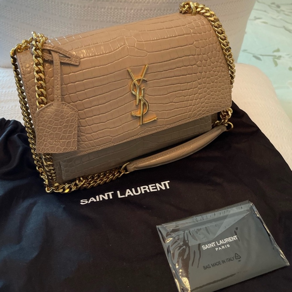 Saint Laurent Tan Gold Shoulder Bag